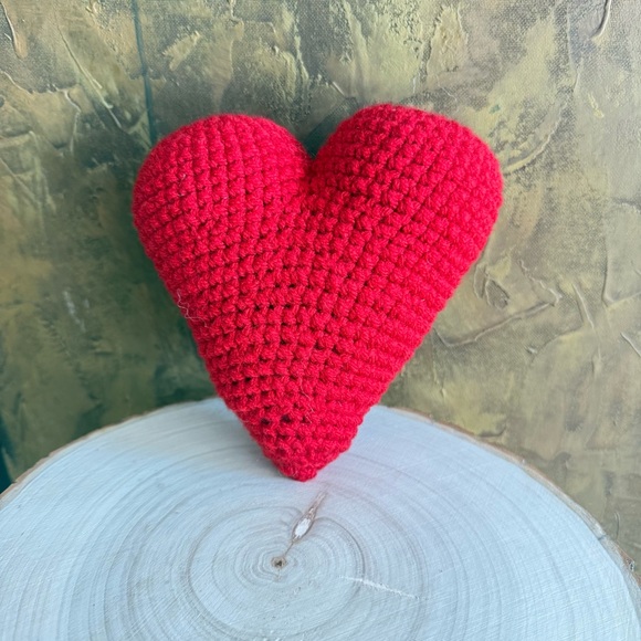 Handmade Crochet Heart Plush | Valentine’s Day Decor | Amigurumi Heart Gift - Picture 7 of 7